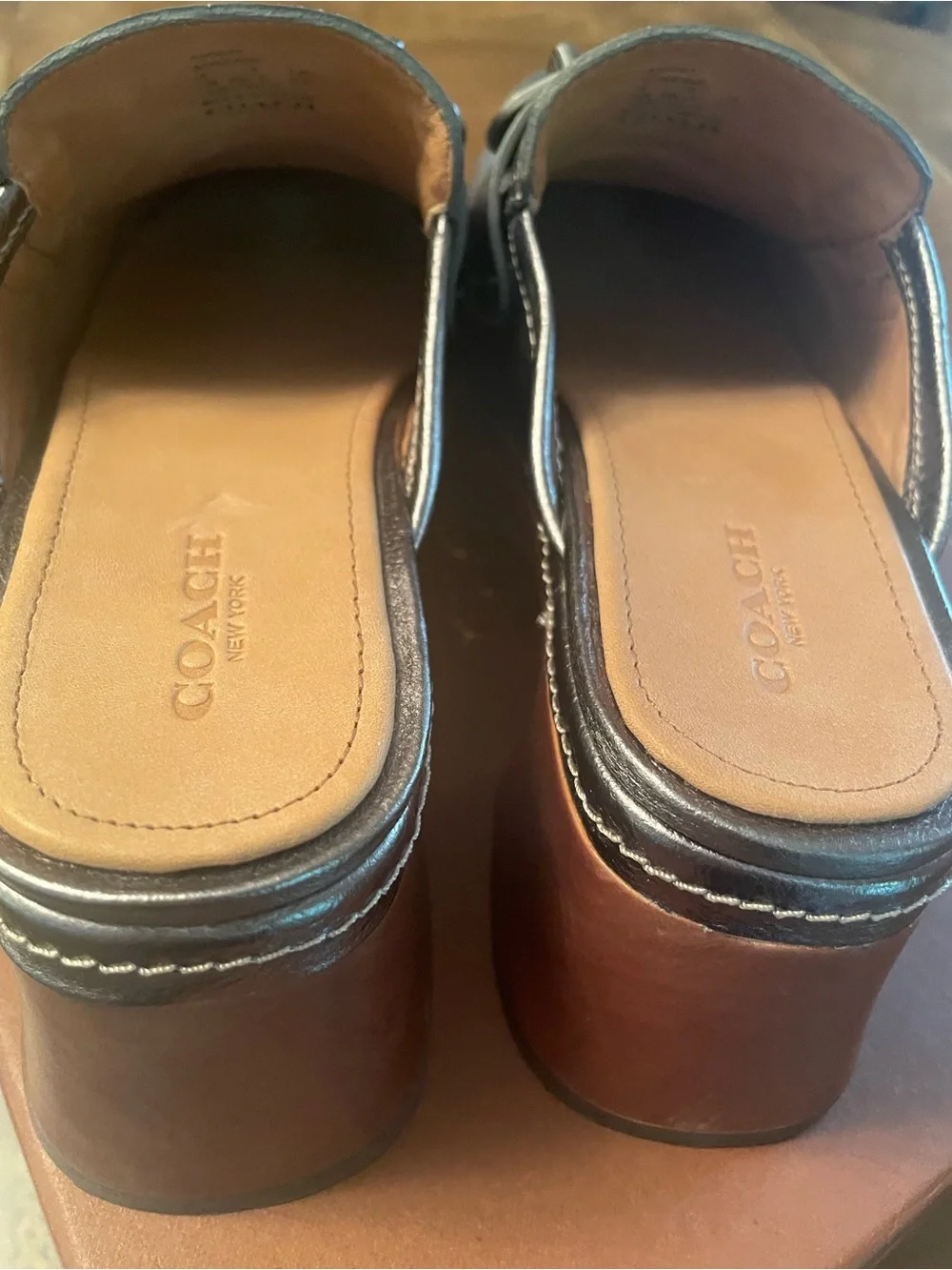 Coach 2016 collection Adrienne Metallic Tambled Gunmetal Leather Platform Clogs
